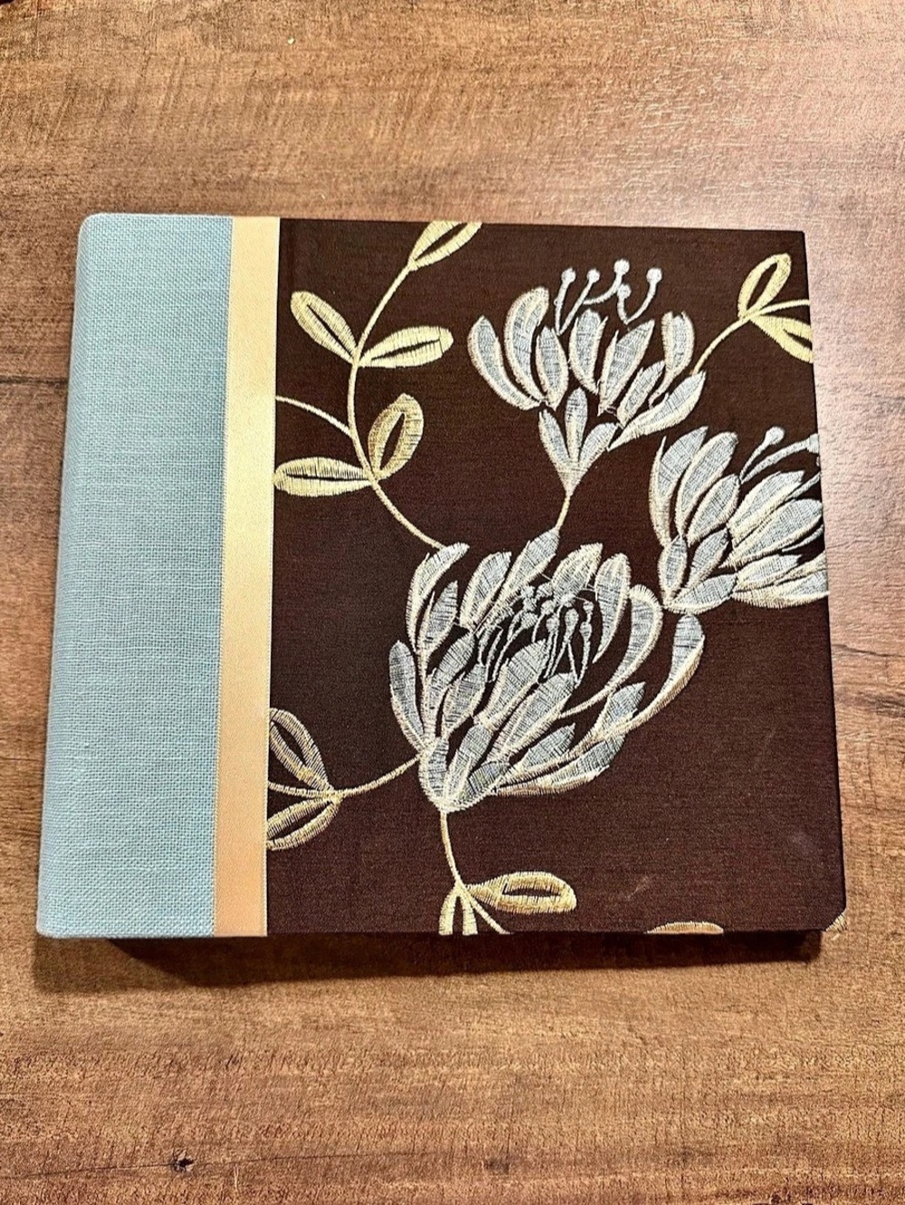 Floral Fabric Photo Album 40 Pages Blue Brown Cottagecore Scrapbook 9.5x8.5